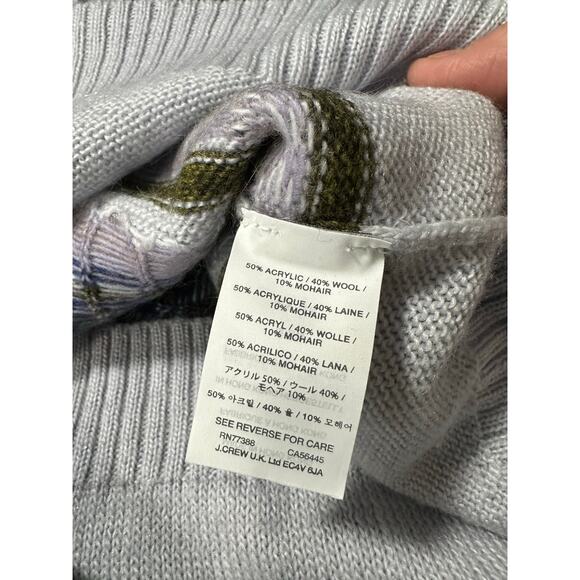 J Crew Abstract Fair Isle Knit Sweater Wool Mohair Blend Crewneck Size Large - Picture 6 of 11